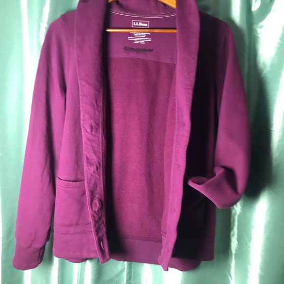 L.L. Bean Cardigan Sweater Coat Blazer Purple Med - Picture 3 of 7